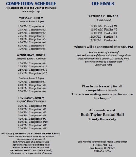 SAIPC schedule, more information can be seen on www.saipc.org