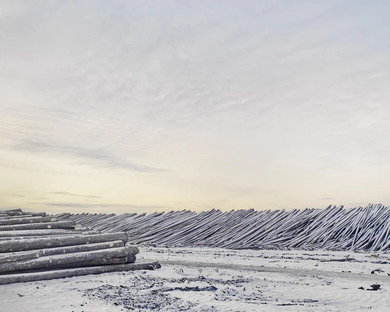 Lumber Yard, HWY-63, Chard, Alberta, Canada. February 2017