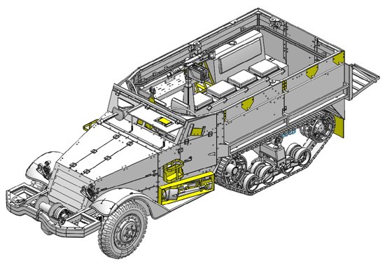 This 1/35 scale kit inherits the excellent foundational features of Dragon’s model of a WWII American M3 halftrack. However, it has been suitably modified to represent an Israeli M3 in the period of the Six-Day War. For example, there is a new machine gun mount above the front windscreen armor. A typical characteristic of Israeli halftracks was the mass of backpacks and kit stowed on and dangling off the sides of vehicles. This flurry of equipment is perfectly captured with a range of kit accessories made from DS, the ideal material to make such items from. This is a highly detailed and realistic model of an M3 halftrack fighting during the bitterly contested Six-Day War. Indeed, because such halftracks were used long before and after the 1967 conflict, this kit offers enormous modeling versatility too. It will definitely benefit any collection and will whet modelers appetites for even more Israeli subjects from Dragon’s Six-Day War collection!