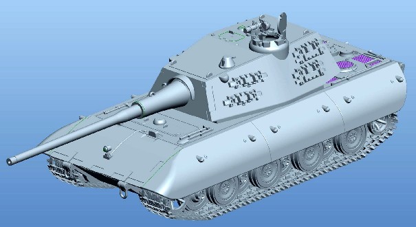 The Panzerkampfwagen E-100 was a German super-heavy tank developed at the end of WWII. The design was similar to the legendary Maus tank that was developed in the 1940s. It was armed with a 149mm gun and a 75mm gun. Despite having high expectations for the vehicle, Hitler ordered production of the prototype to be discontinued in 1943. The only prototype of this vehicle was only half-completed at the time the project was shut down. Kit consists of over 40 parts.