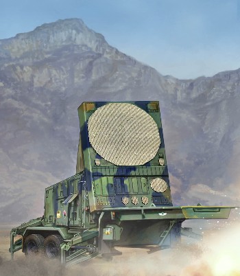 The MPQ-53 is a tracking radar system that sits on the same base used by the MIM 104 Patriot surface-to-air missile system. Used by the US Army, the radar set is equipped with IFF, electronic counter-counter measures. Kit consists of over 410 parts, including rubber tires and photo-etched parts.
