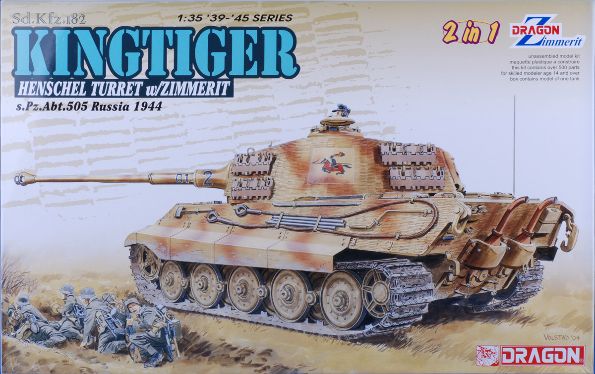 DRA6840, 1/35 Sd.Kfz.182 Kingtiger Henschel Production w/Zimmerit s.Pz.Abt.505 Russia 1944 (2 in 1)