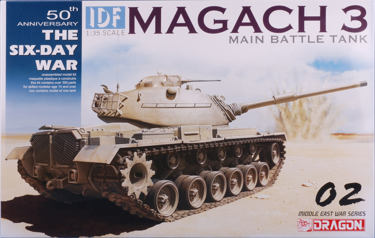 Israel fielded a small number of M48A2C rearmed with the 105mm L7A1 during the 1967 Six Day War. This kit is very much like the Magach 1&2 kit that we looked at back in July, except it comes with a 105mm gun from Dragon's M60 kit. For the sake of completeness, we have re-posted the pics from the Magach 1&2 here as well.