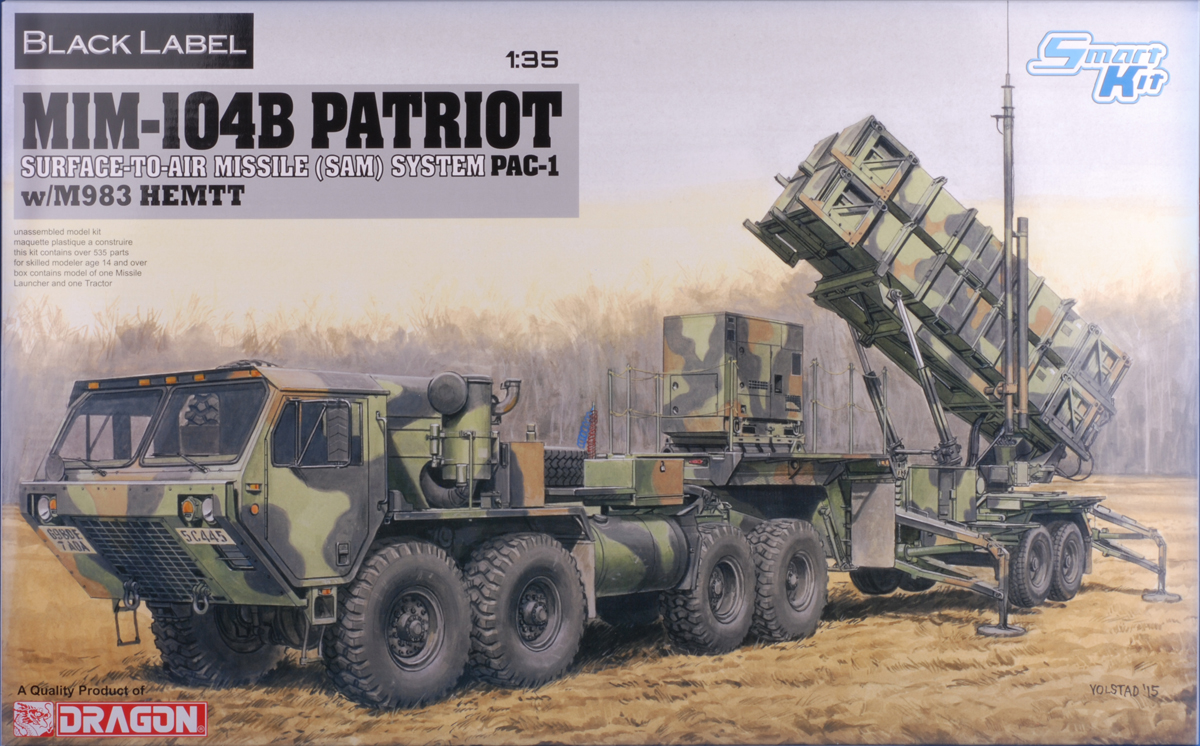 This kit represents an early version of the Patriot SAM System. The M901 launching station contained four MIM-104B missiles. This kit comes with a HEMMTT tractor. We looked at DRA-3563 in July which featured the more modern launcher (MIM-104F) that contains 16 missiles but did not include a tractor. Aside from these differences, the two kits share a great many common parts.