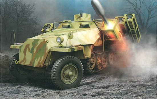 Dragons newest halftrack member is based on its acclaimed Sd.Kfz.251 Ausf.D family, and as such the kit comes with an impressive level of detail visible in the open-topped fighting compartment. Of course, what sets this kit apart is the three projector frames attached to each side of the armored hull, these giving the model a fearsome appearance. These crates are well detailed, and they can be filled with either 32cm WK Flammgranate rockets or 28cm Sprengranate HE rockets. To further add to enjoyment of the modeling experience, the halftrack comes with the convenience of BONUS EZ-Track. This 1/35 scale kit is certain to rocket off the shelves given its level of detail and the fact that its just bristling with firepower! Available February 2017