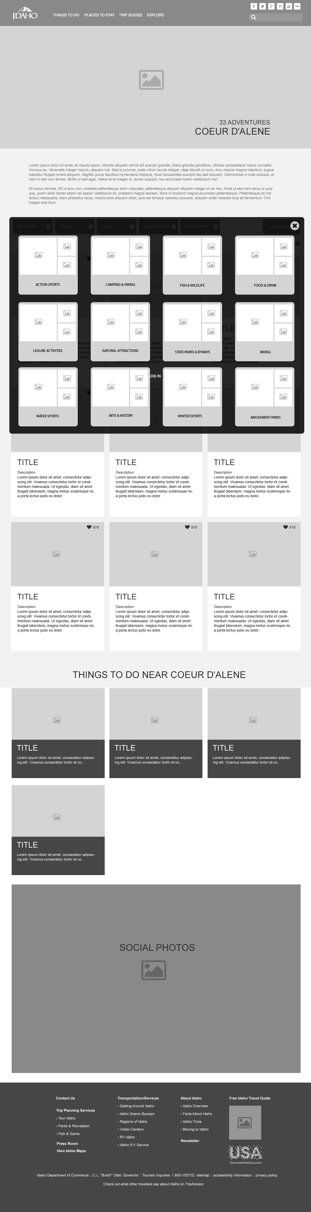 Wireframes- Visit Idaho