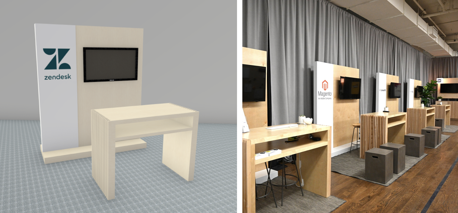 Custom wood branded sponsor booths