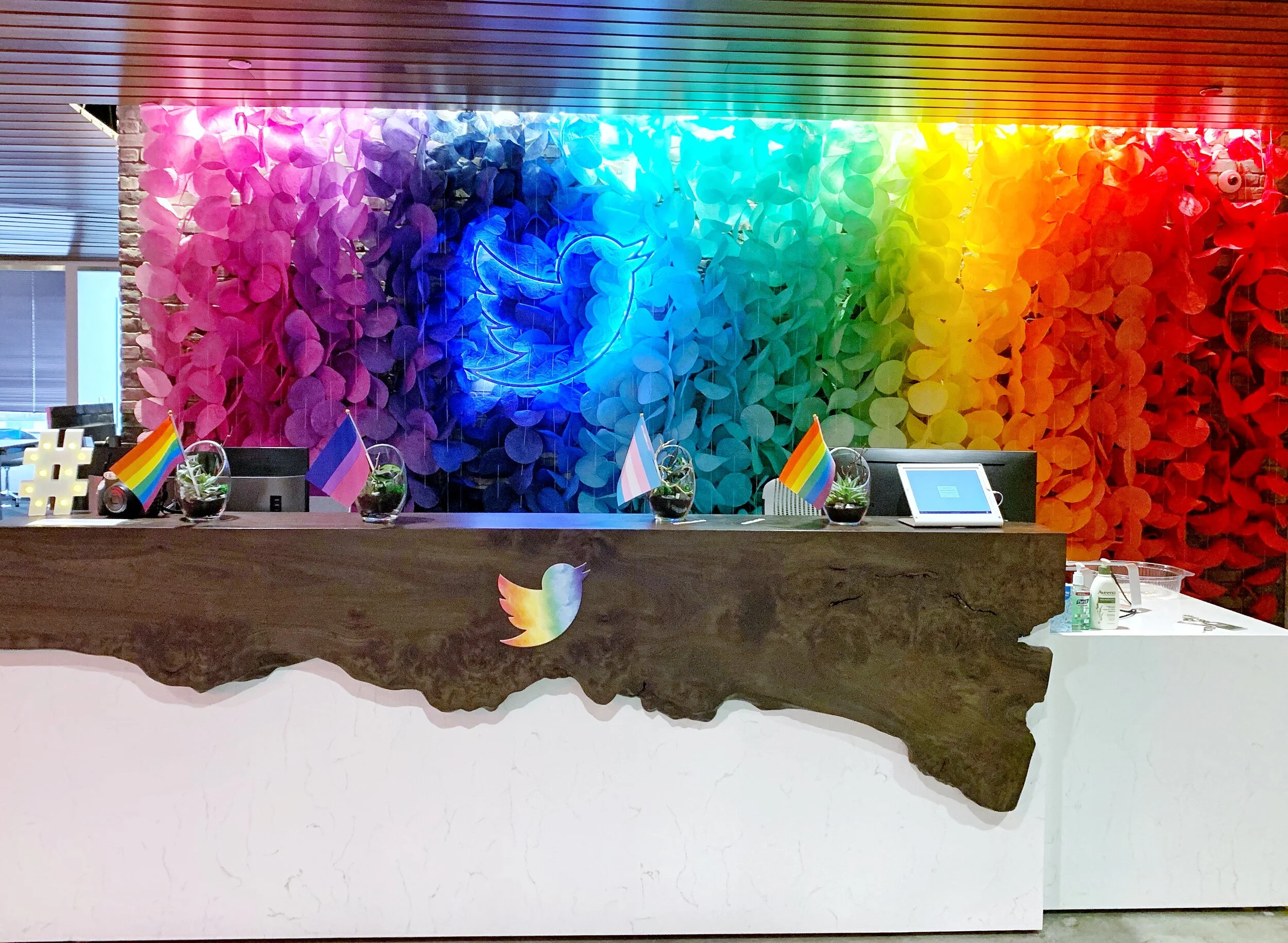 Twitter Custom Pride Week Office Installation