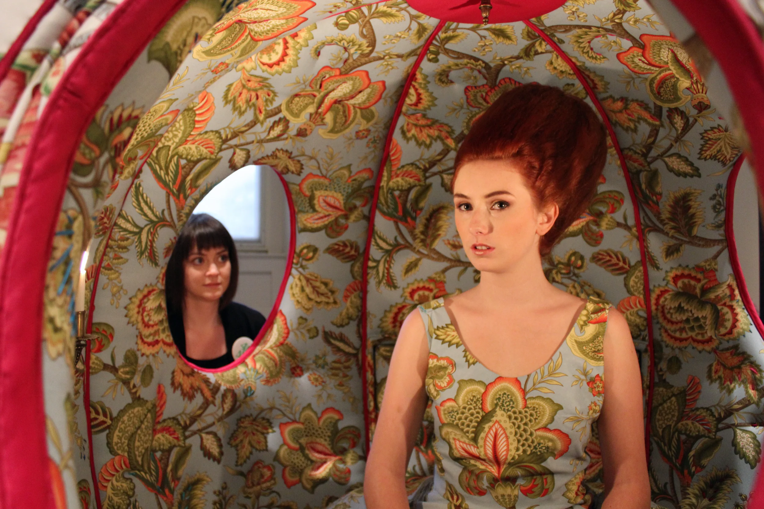 Smithsonian American Art Museum, 40 Under 40: Craft Futures, curated by Nicholas R. Bell 2012 Medium: Upholstery, Fabric, Plywood, Dacron, Foam, Embroidery Floss, Live Model. Model: Chelsea Taylore for T H E Artist Agency. Makeup by Allison Brook MUA. Hair Styling by Geneva Fishman, XYZ Salon
