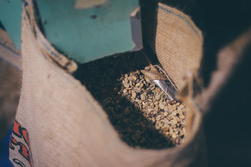 not too much aroma at this point, beans are still dry...need a little love to get going