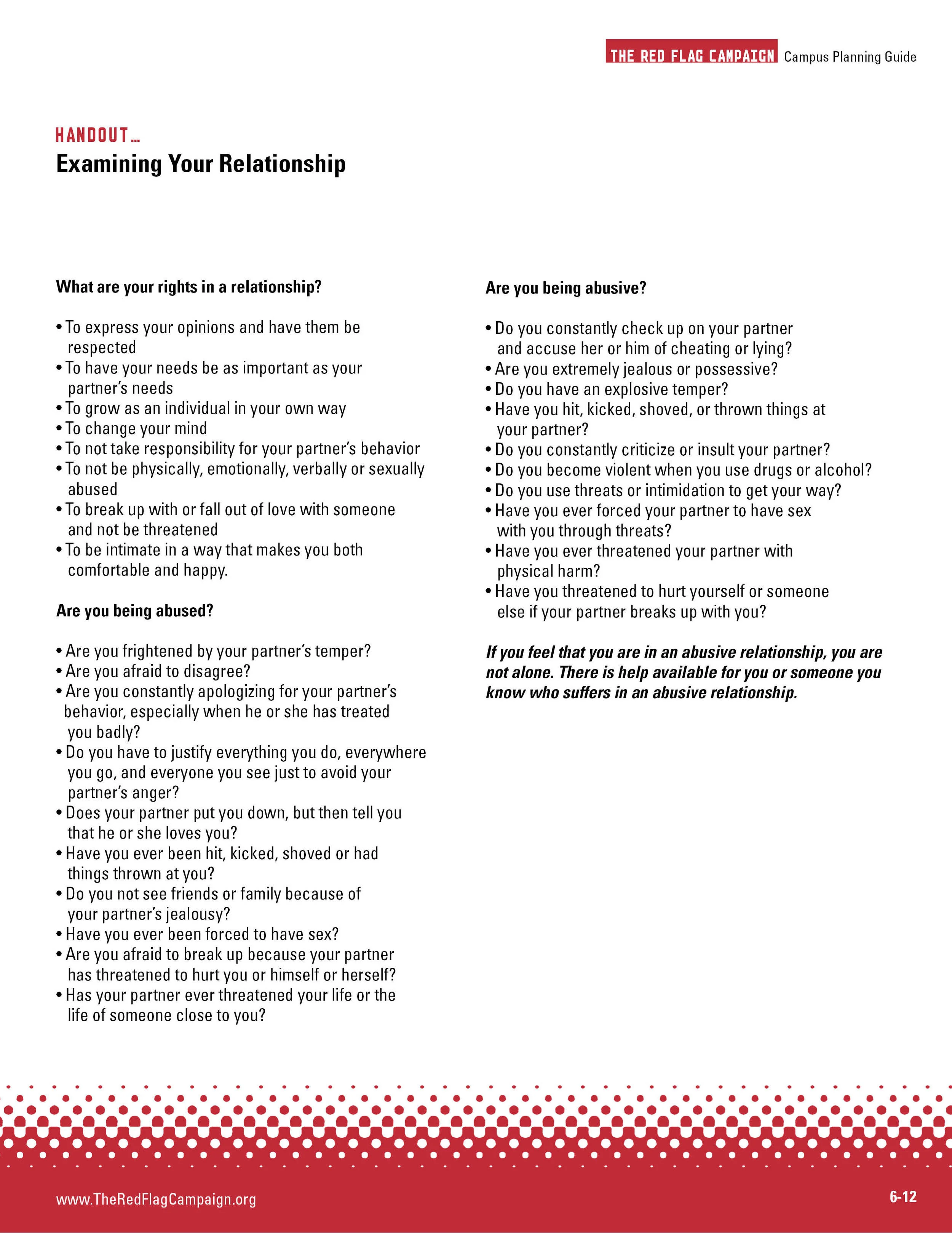 Handout: Examining Your Relationship