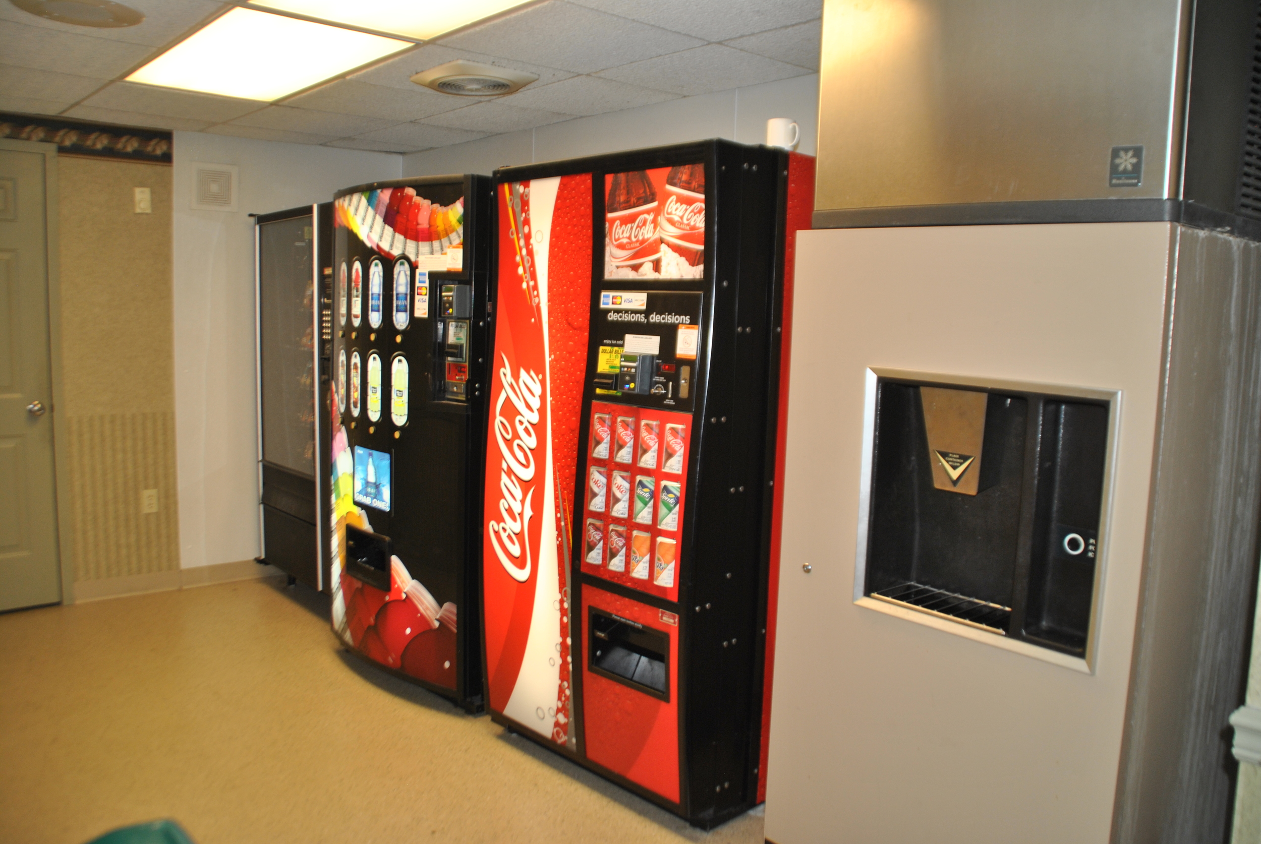 Vending and Ice Machines next to the Elevator