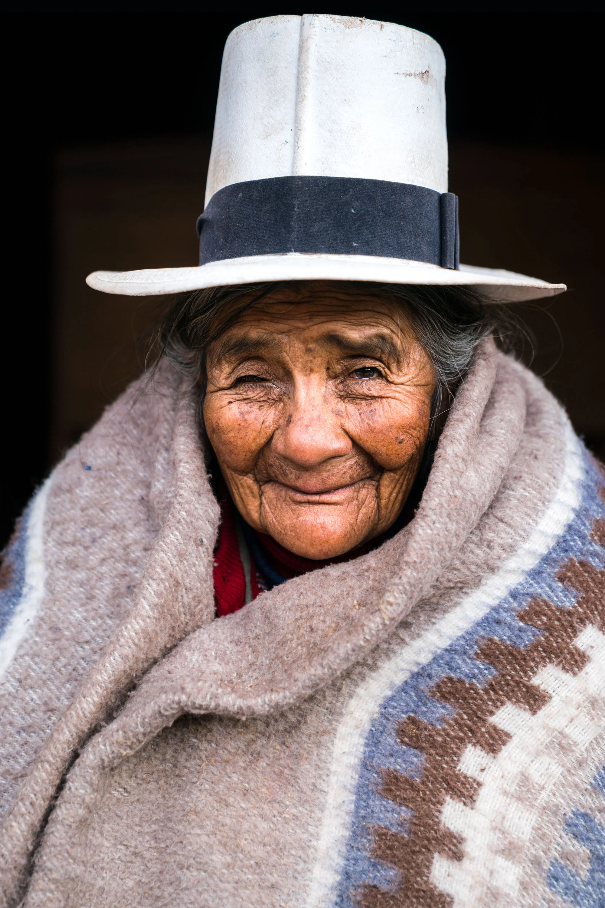 Elderly Peruvian woman portrait. Cusco Downtown, Peru