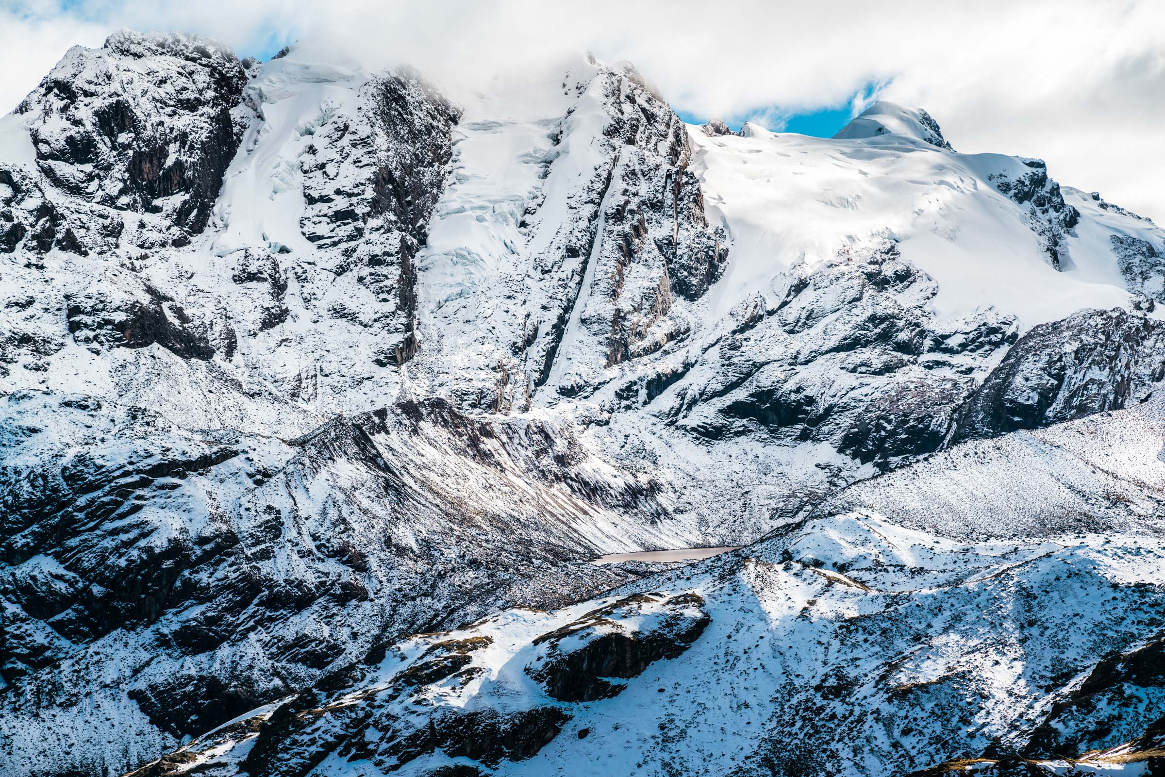 Glaciers engulfing the summit of the Vinicunca Mountain range. Peru