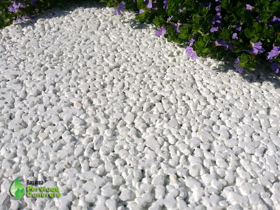 Decorative Colored Polished Pervious Concrete - Dolomite aggregate with white integral color