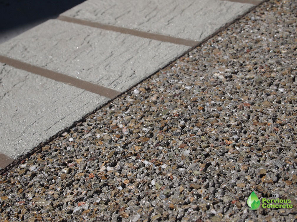 Decorative Colored Polished Pervious Concrete - Local fine grain aggregate with integral color and overlay border