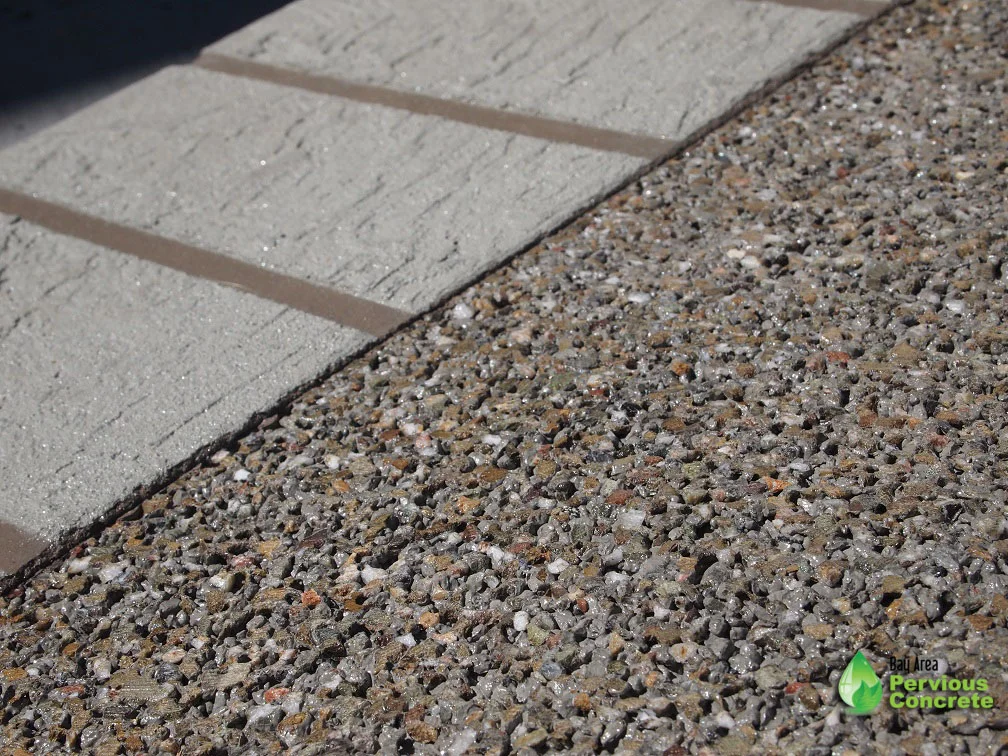 Decorative Colored Polished Pervious Concrete - Local fine grain aggregate with integral color and overlay border