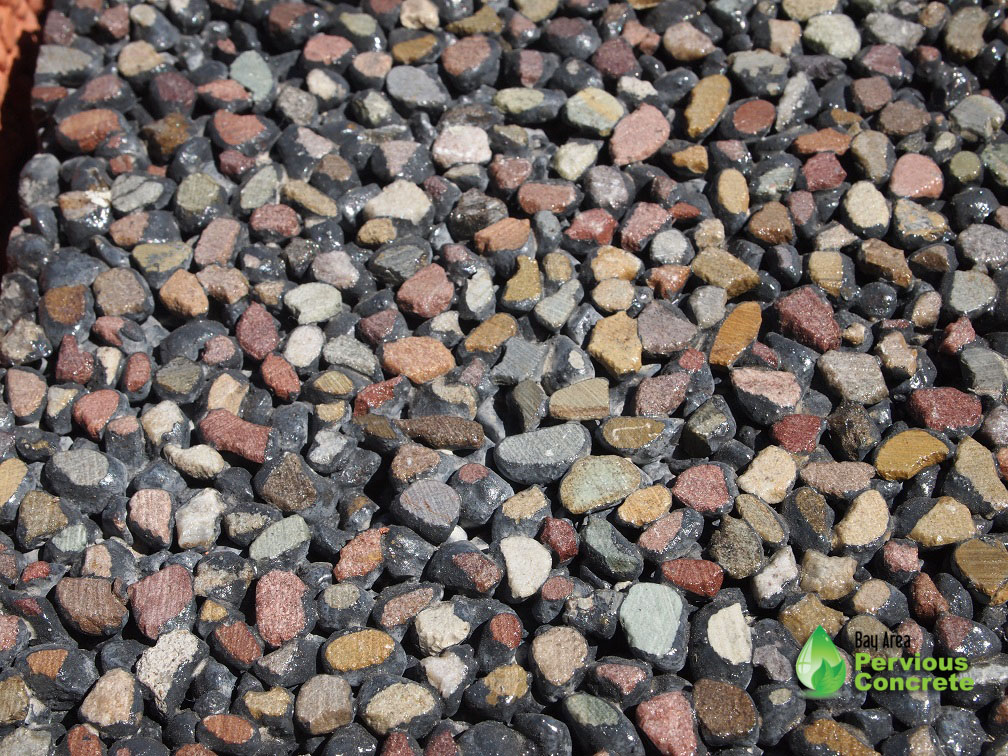 Decorative Colored Polished Pervious Concrete - Pami pebbles aggregate with integral color