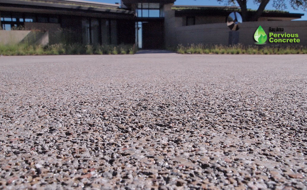 Polished Pervious Concrete Driveway- Los Altos Hills, CA