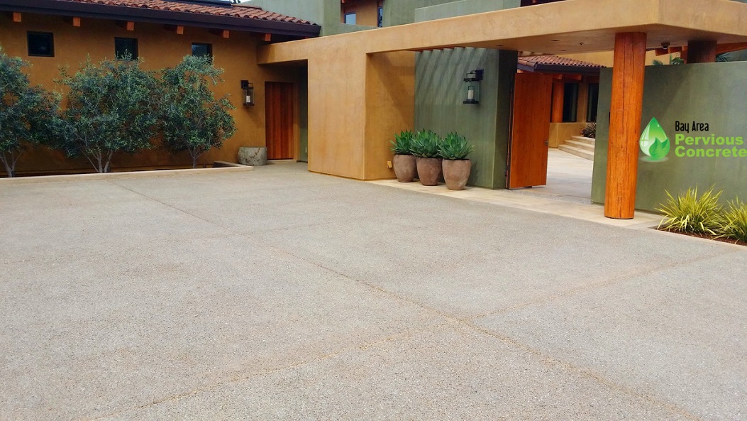Polished Pervious Concrete Driveway - Palo Alto, CA