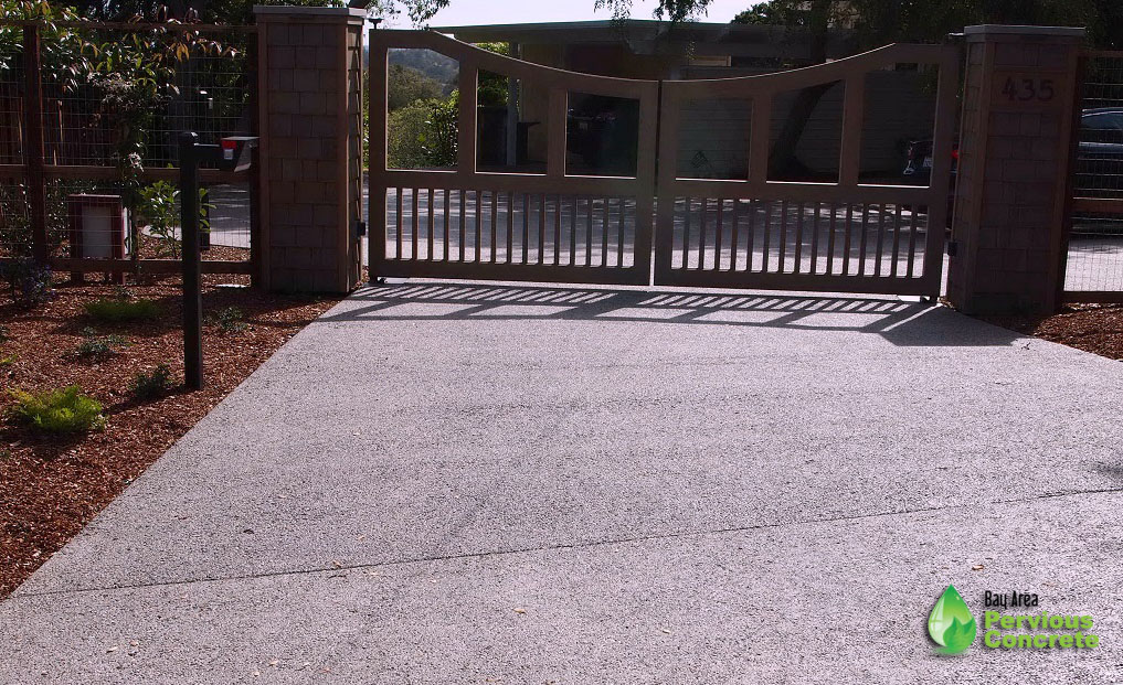 Polished Pervious Concrete Driveway - Woodside, CA
