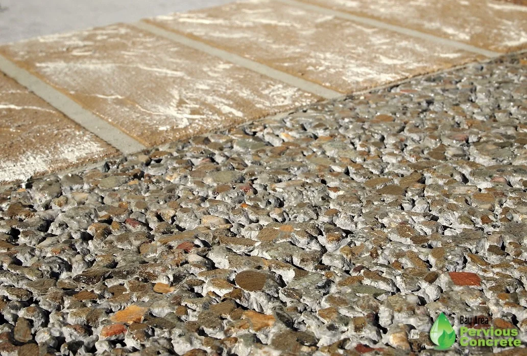 Decorative Colored Polished Pervious Concrete - Local aggregate with integral color