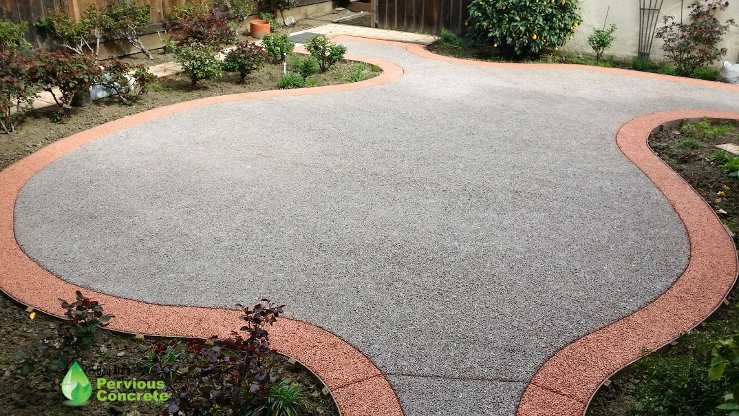 Colored and Polished Pervious Concrete Patio - Palo Alto, CA