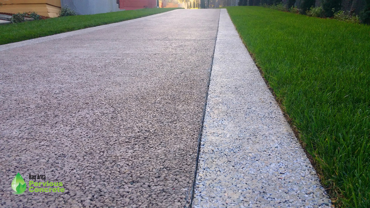 Decorative Stained and Polished Pervious Concrete - Custom border