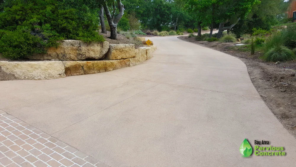 Fine Grain, Classic Pervious Concrete with Palomino Driveway - Portola Valley, CA