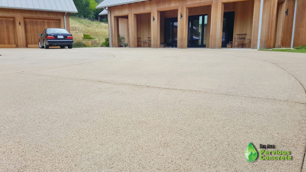 Fine Grain, Classic Pervious Concrete with Palomino Driveway - Portola Valley, CA