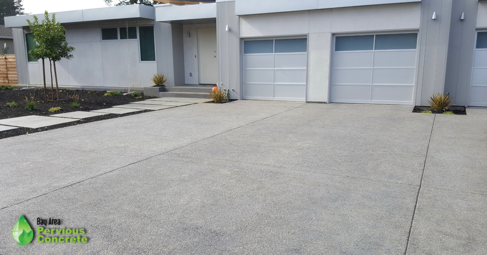 Polished, Fine Grain Pervious Concrete Driveway - Los Altos, CA