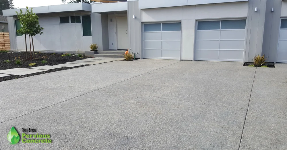 Polished, Fine Grain Pervious Concrete Driveway - Los Altos, CA