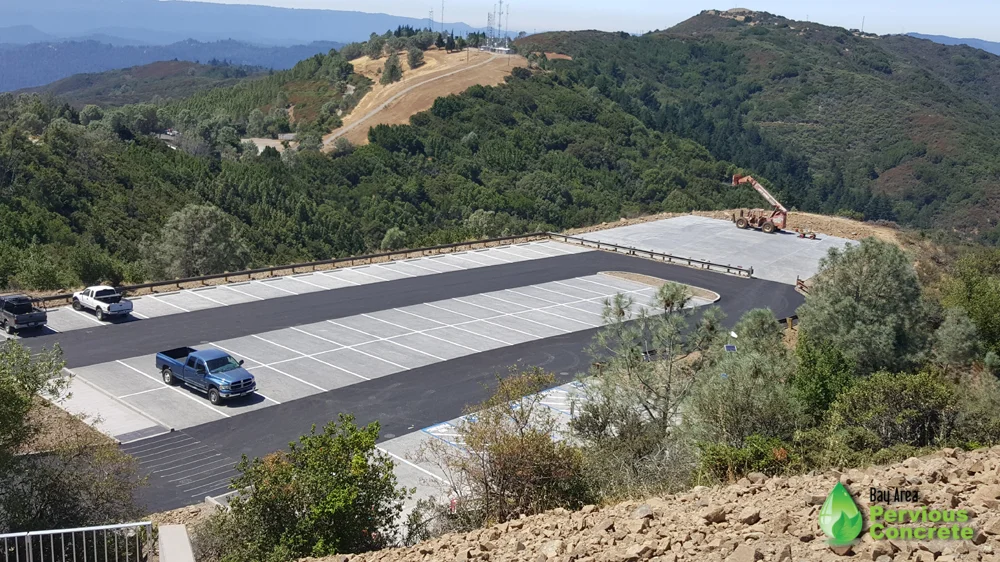 Pervious concrete helicopter pad and parking lot at Mt. Umunhum