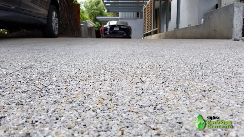 Polished Fine Grain Pervious Concrete Driveway - Palo Alto, CA