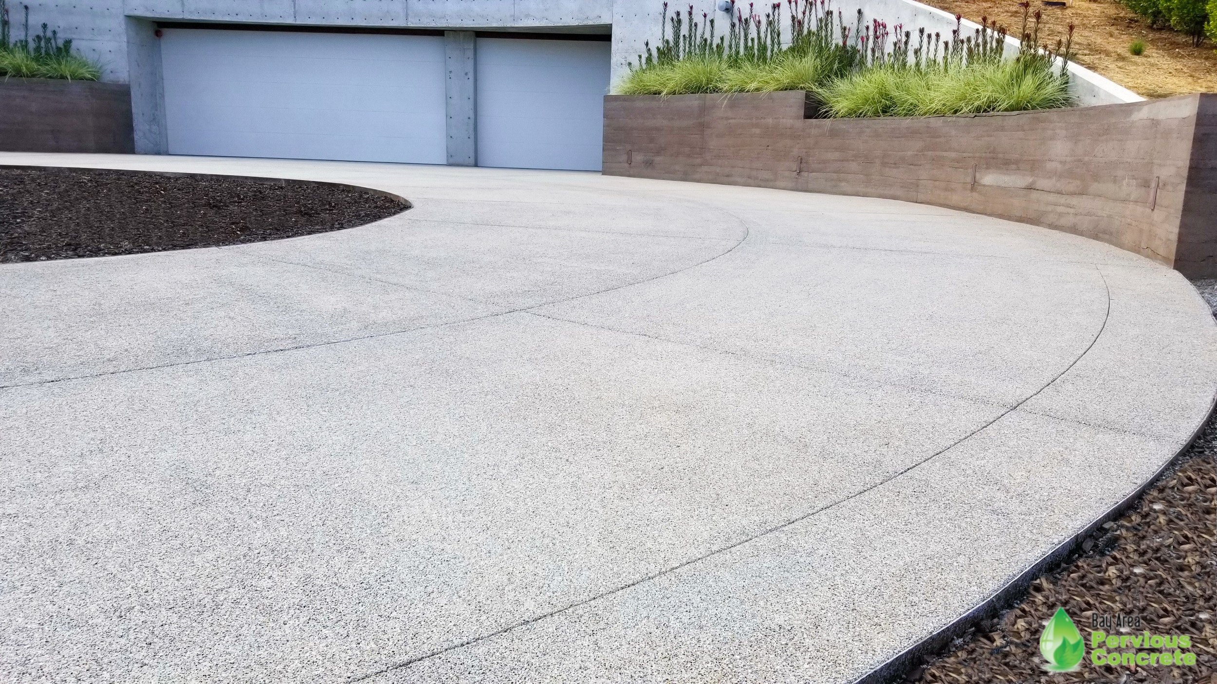 Polished Pervious Concrete Driveway - Los Altos Hills, CA