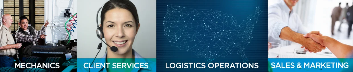 Mechanics, Client Services, Logistics Operations, Sales, Marketing, Logistics Management, Purchasing, Operations Management, Transportation Management, Warehouse Management, Fleet Management, Strategic Planning, Inventory Management, Materials Management