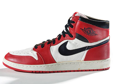 Nike. Air Jordan I , 1985. Nike Archives. (Photo: Ron Wood. Courtesy of American Federation of Arts)