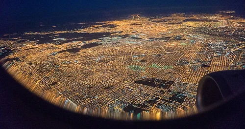 Buenos Aires from the air at 0445. Sony NEX-6. Some crazy automatic settings