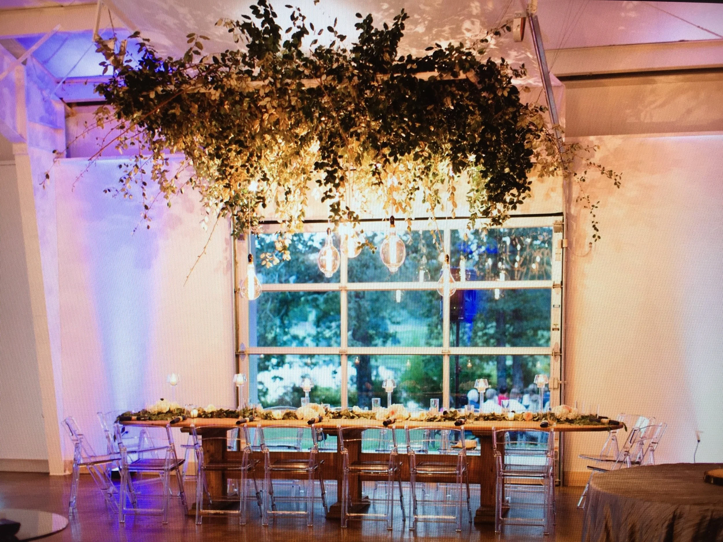 our greenery grid-12ft table-ghost chairs