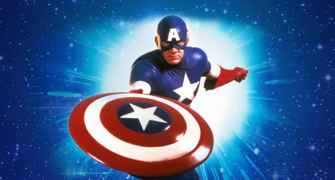 Matt Salinger displaying his best "pretending to throw a Frisbee blue steel" look in Captain America (1990)