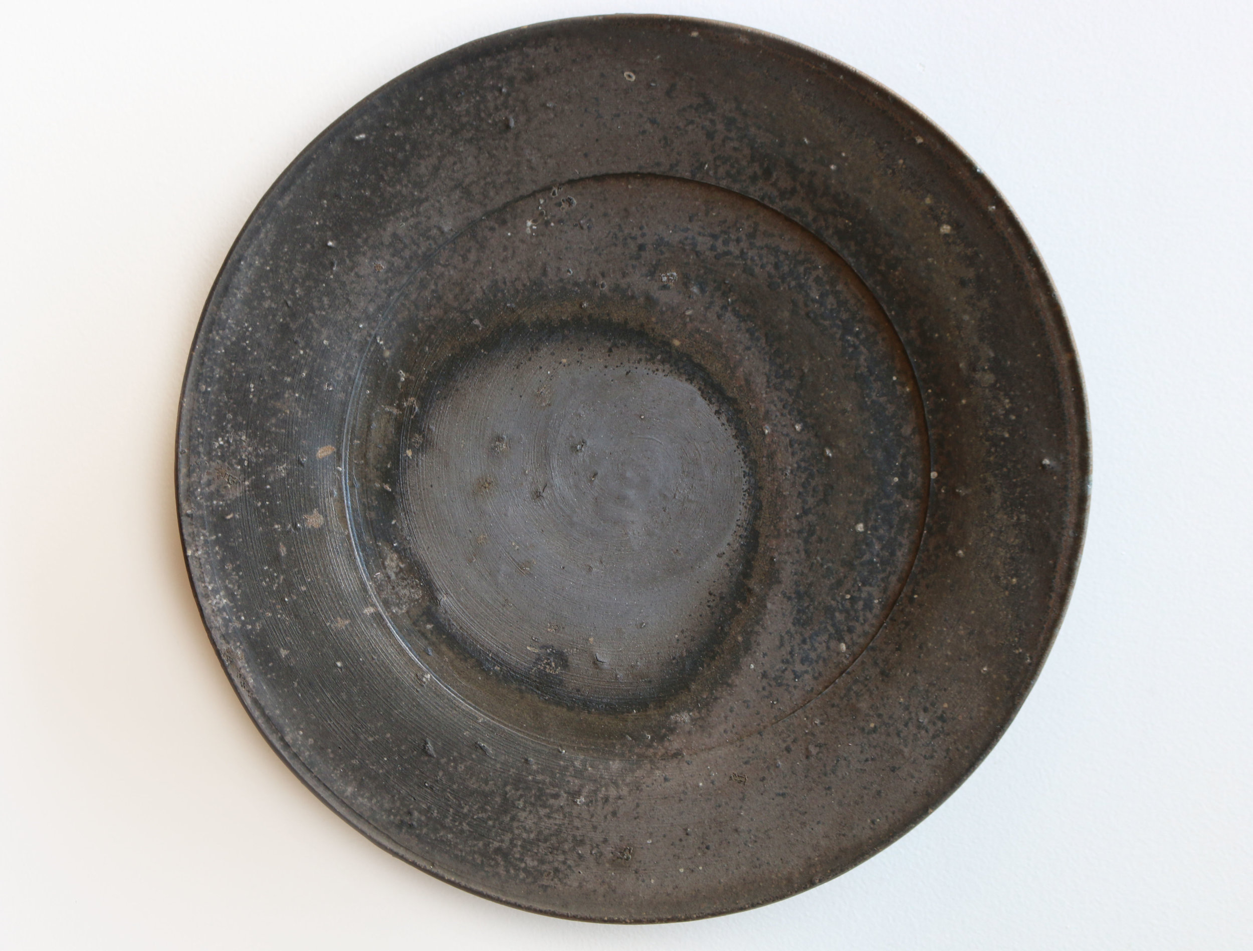 Platter with Elevated Foot with Incised Lines