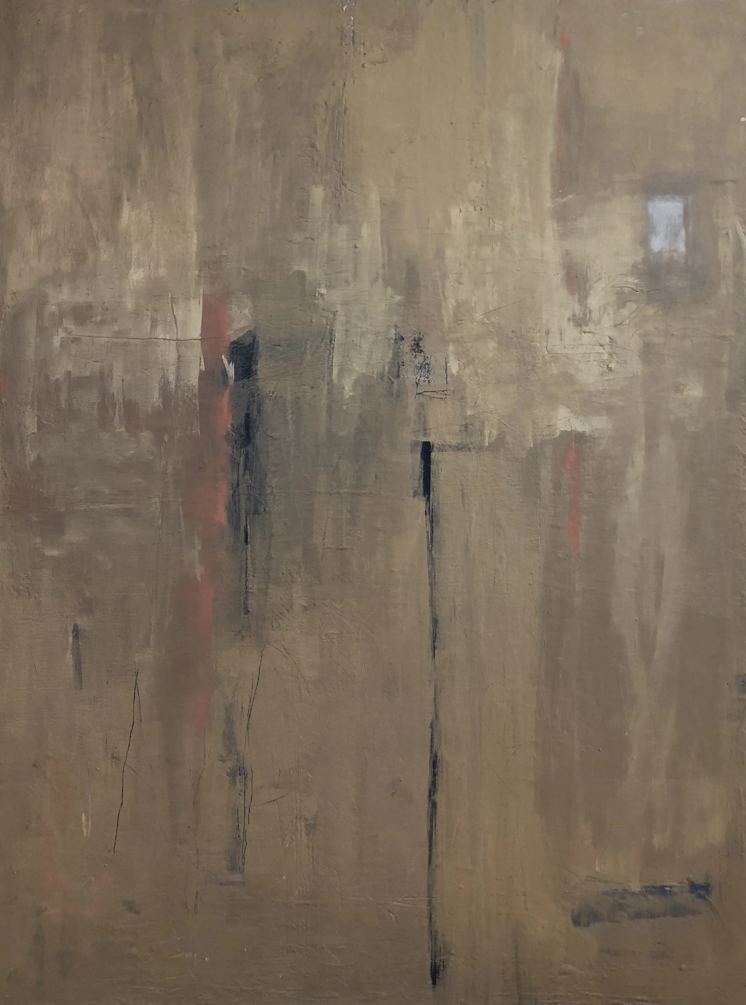 “Brassy Sun Abstract”, acrylic on canvas, 40” x 30”