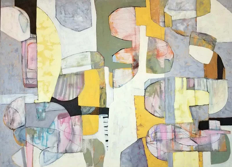 “The Lines Have Fallen”, Wendy Westlake, acrylic on canvas, 46” x 64”