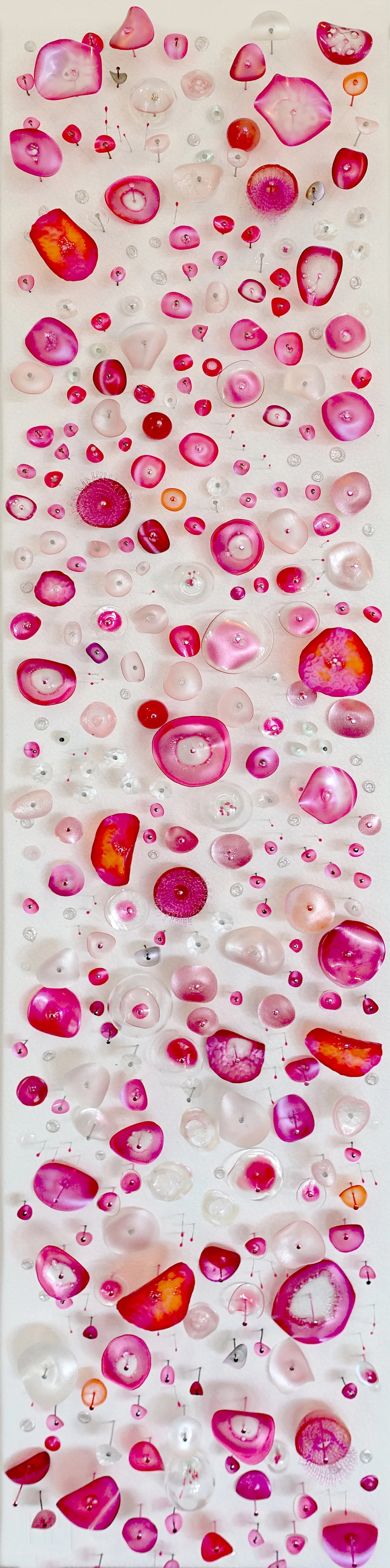 A Peaceful Coexistence in Magenta Laurie Borggreve glass, tinted adhesive and metal on Ultraleather 6" x 26" x 2"