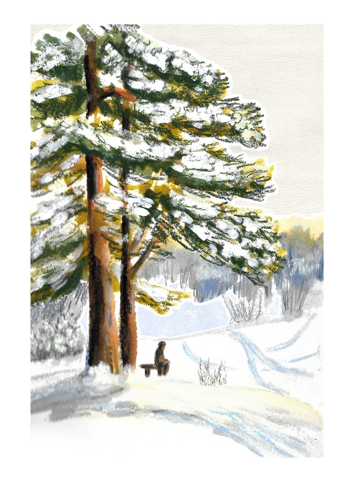 Watercolor, collage