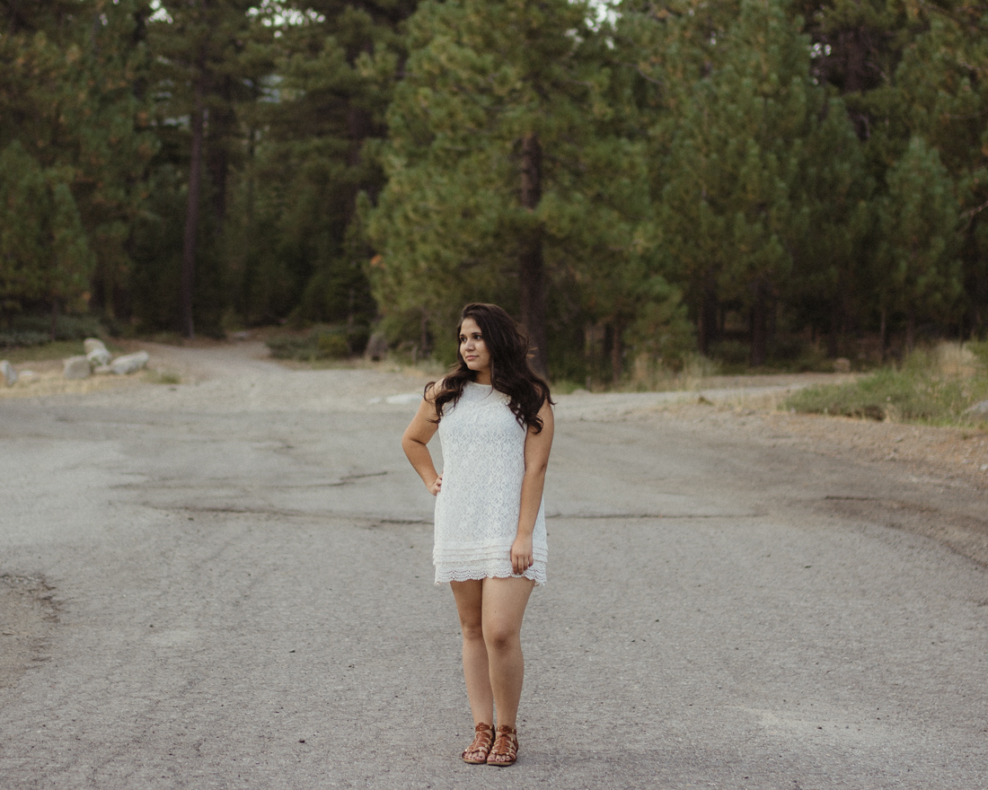 Lake Tahoe senior pictures of a girl on a trail in Truckee