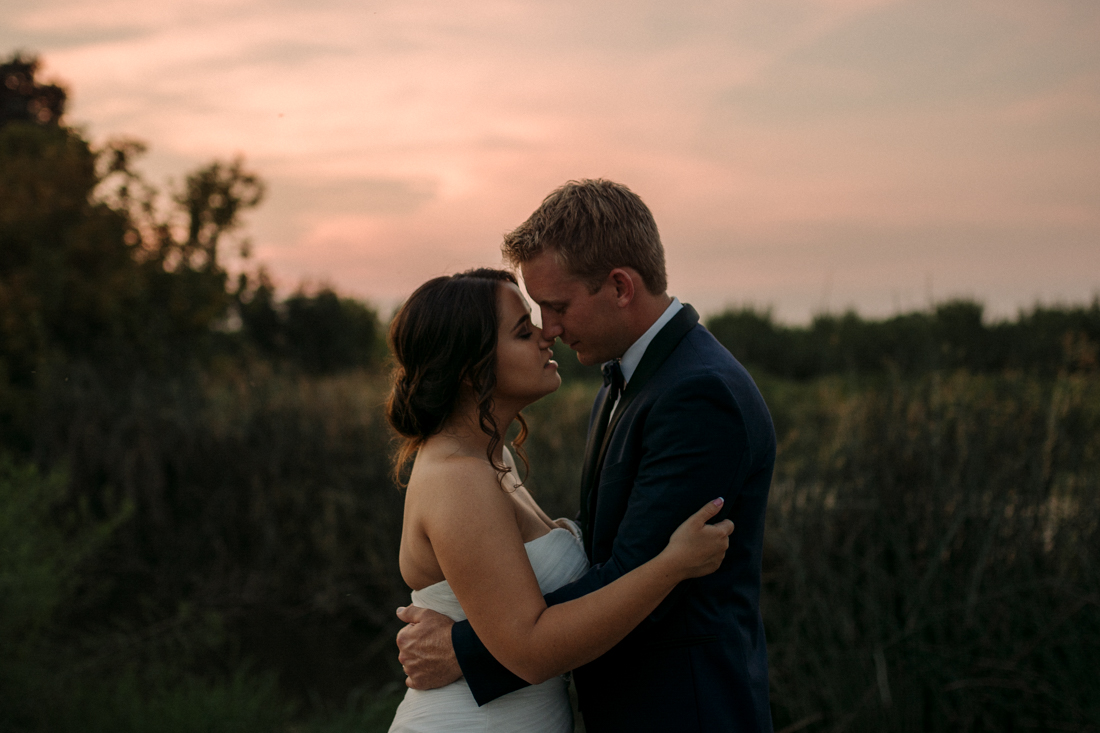 California wedding bride and groom photo during sunset