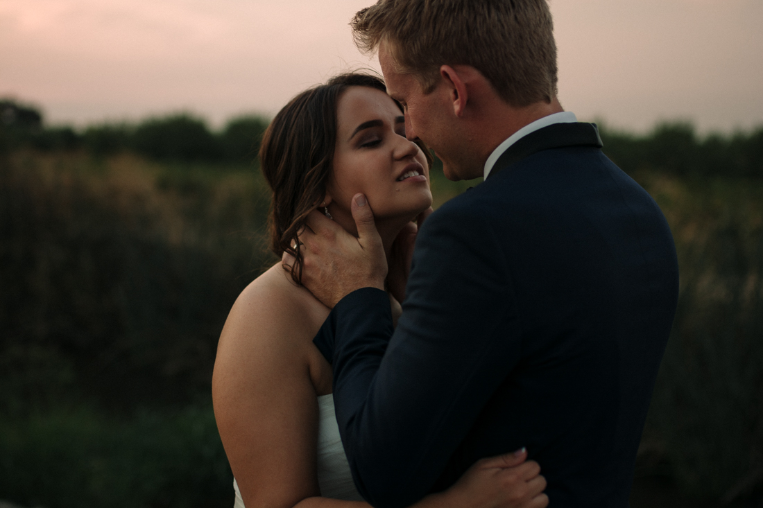 California wedding bride and groom sunset photo