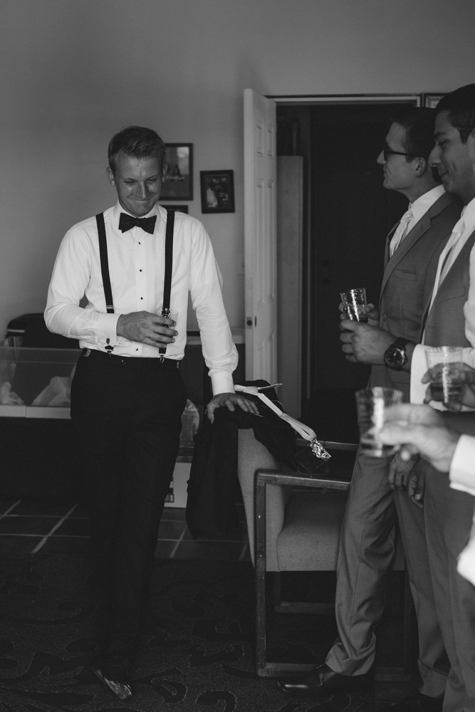 Lake Tahoe California Wedding Photographer groom laughing before the ceremony photo 