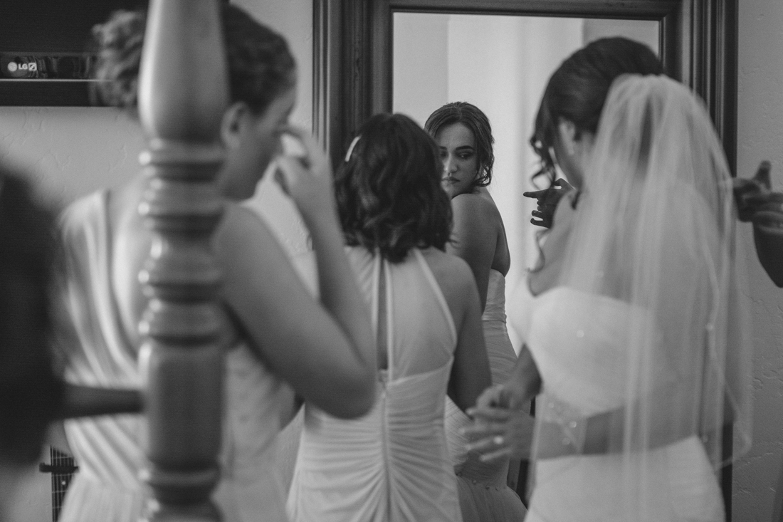 Lake Tahoe California Wedding Photographer bride looking in mirror 